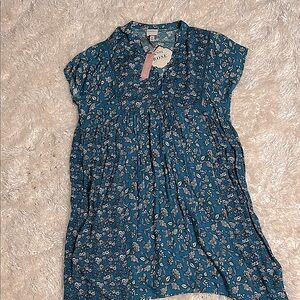 Knox Rose Teal Floral Blouse